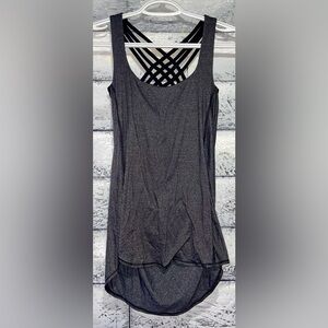 Lululemon Wild Tank Heathered Black/Black 2 Open Back Built in Sports Bra